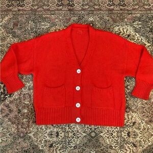 Babaa Red Button-Up Women's Sweater